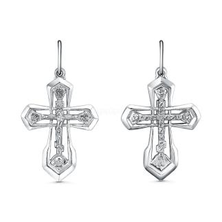 Крест из серебра родированный - 3,3 см