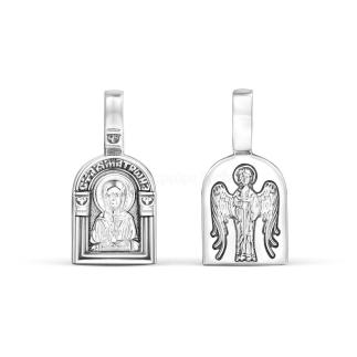 Подвеска из чернёного серебра - Святая Матрона Московская, Ангел Хранитель