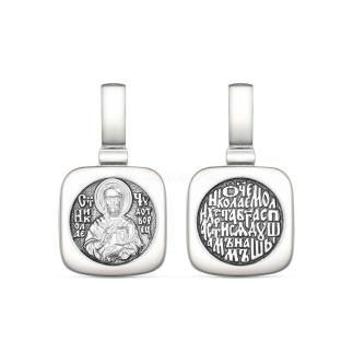 Подвеска религиозная из чернёного серебра - Святой Николай Чудотворец
