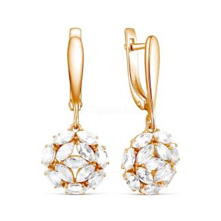 Серьги из золочёного серебра с натуральным горным хрусталём