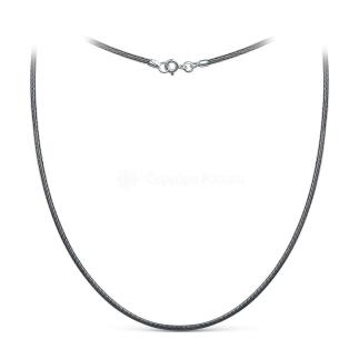 Шнурок текстильный (вощёный) серый с замком из родированного серебра