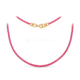 Шнурок текстильный плетеный с элементами из золочёного серебра (розовый)