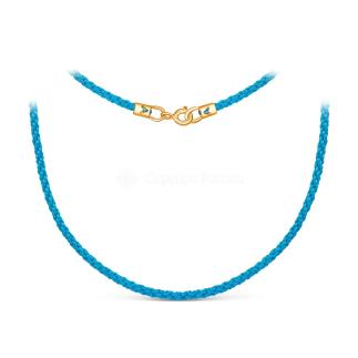 Шнурок текстильный плетеный с элементами из золочёного серебра (голубой)