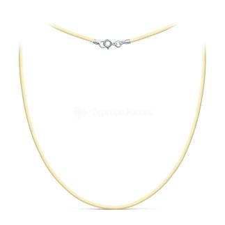 Шнурок текстильный (вощёный) бежевый с замком из родированного серебра