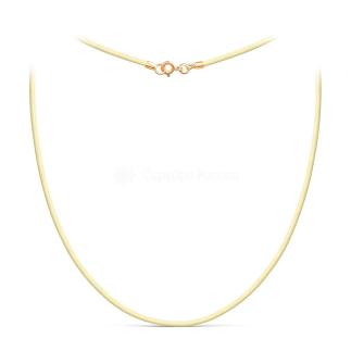 Шнурок текстильный (вощёный) бежевый с замком из золочёного серебра