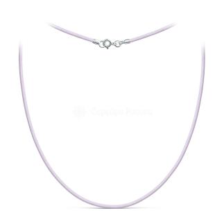 Шнурок текстильный (вощёный) светло сиреневый с замком из родированного серебра