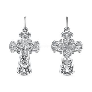 Крест из серебра родированный - 3,3 см