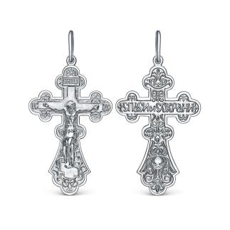 Крест из серебра родированный - 4,5 см