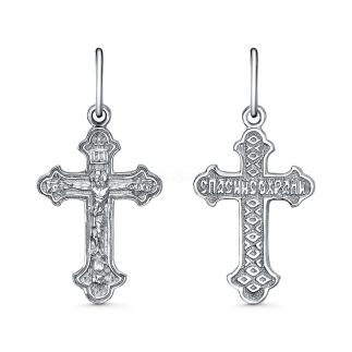 Крест из серебра родированный - 3 см