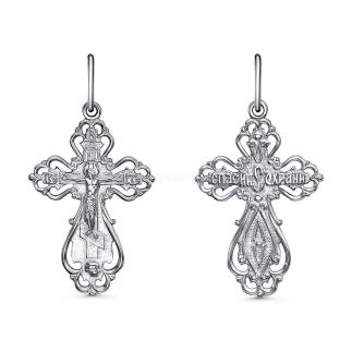 Крест из серебра родированный - 3,3 см