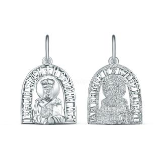 Подвеска из серебра родированная - святой Николай Чудотворец