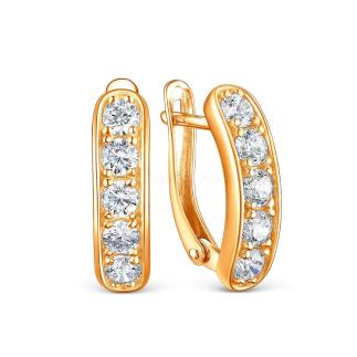 Серьги из золочёного серебра с фианитами