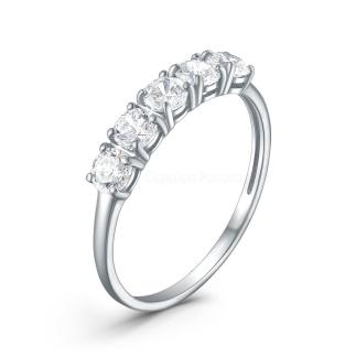 Кольцо из серебра с фианитами родированное