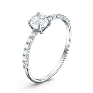 Кольцо из серебра с фианитами родированное