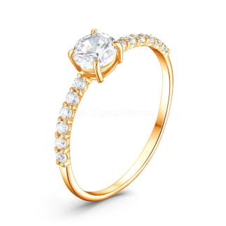 Кольцо из золочёного серебра с фианитами