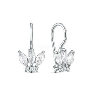 Серьги из серебра с фианитами родированные