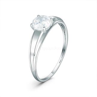 Кольцо из серебра с фианитом родированное