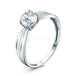 Кольцо из серебра с фианитом родированное