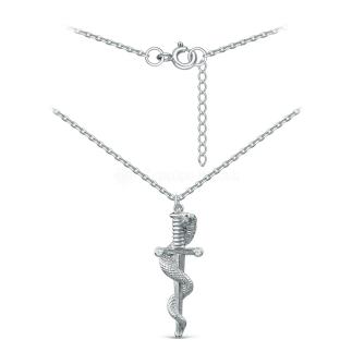 Колье женское из серебра в форме змеи с фианитами родированное - Удлинитель 5 см