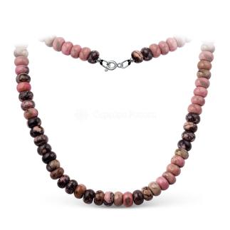 Колье из серебра с яшмой родированное