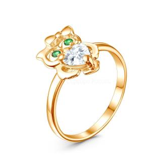 Кольцо из золочёного серебра с фианитами - Сова