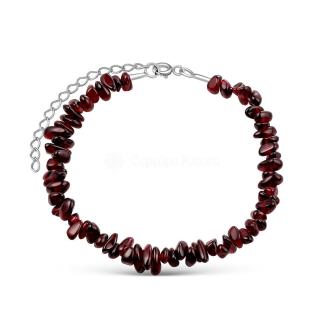 Браслет из натурального граната (замок с удлинителем из родированного серебра)