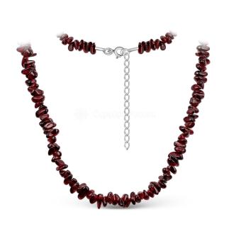 Бусы из натурального граната (замок с удлинителем из родированного серебра)