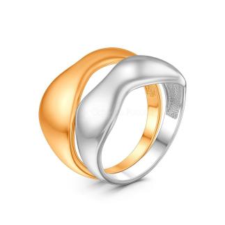 Кольцо двойное из серебра с позолотой и родированием