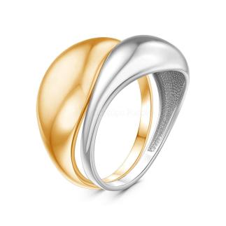 Кольцо двойное из серебра с позолотой и родированием