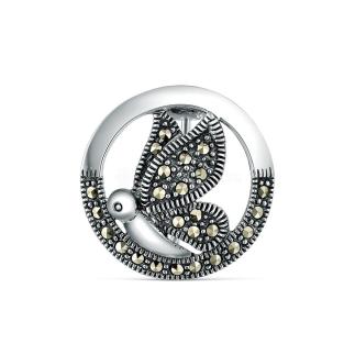 Брошь из чернёного серебра с марказитами - Бабочка