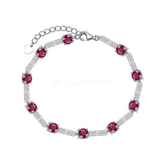 Браслет из серебра с родолитом и кубическим цирконием родированный