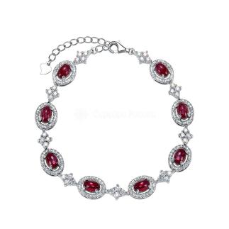Браслет из серебра с рубином и кубическим цирконием родированный
