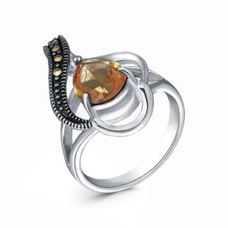 Кольцо из чернёного серебра с султанитом и марказитами