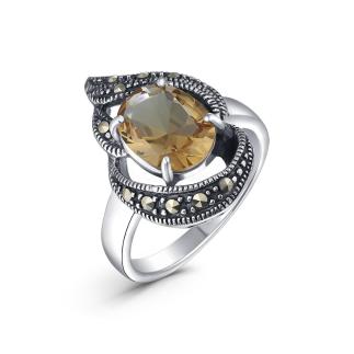 Кольцо из чернёного серебра с султанитом и марказитами