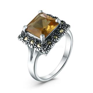 Кольцо из чернёного серебра с султанитом и марказитами