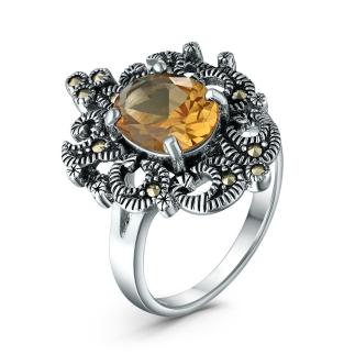 Кольцо из чернёного серебра с султанитом и марказитами