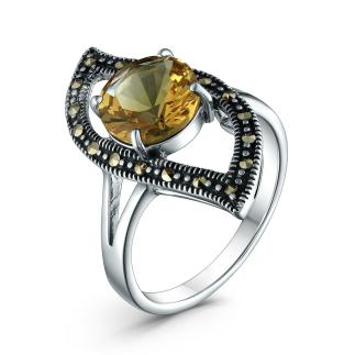 Кольцо из чернёного серебра с султанитом и марказитами