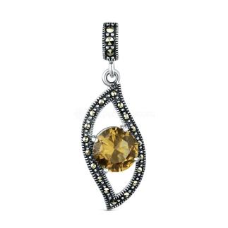 Подвеска из чернёного серебра с  султанитом и марказитами