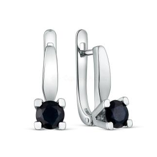 Серьги из серебра с сапфиром родированные