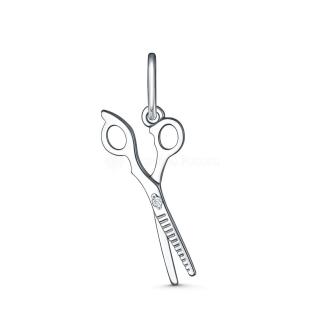 Подвеска из серебра с фианитом родированная - Ножницы