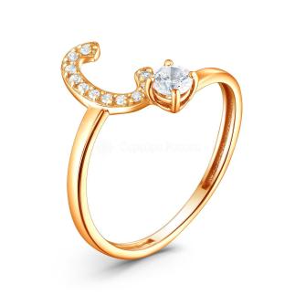 Кольцо из золочёного серебра с фианитами - буква 