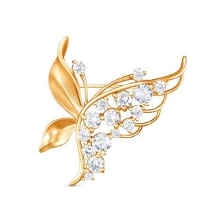 Брошь из золочёного серебра с фианитами - Бабочка