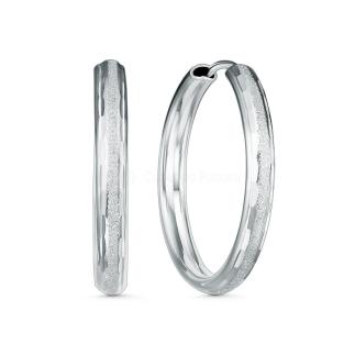 Серьги-конго женские из серебра родированные - диаметр 2 см, толщина 3 мм