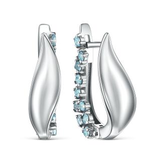 Серьги из серебра с Swiss топазом родированные