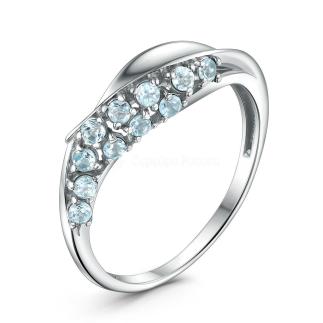 Кольцо из серебра с Swiss топазом родированное