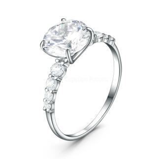 Кольцо из серебра с фианитами родированное