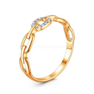 Кольцо из золочёного серебра с фианитами и частичным родием - Цепь