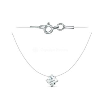 Колье на леске из серебра с фианитом родированное