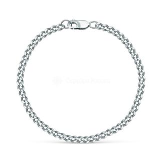 Браслет из серебра родированный с алмазной огранкой - Панцирный, 24 см