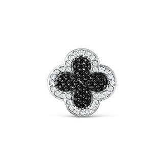 Подвеска-бегунок клевер из серебра с натуральной шпинелью и фианитами родированная